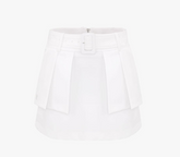 FairLiar 23SS Belt Flap Highwaist Skirt WHITE